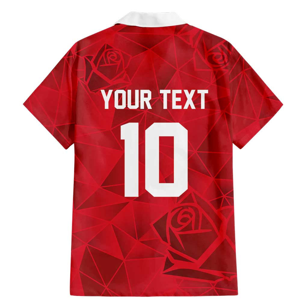 Custom England Rugby Hawaiian Shirt Roses Geometric Sport