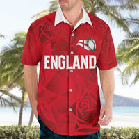 Custom England Rugby Hawaiian Shirt Roses Geometric Sport