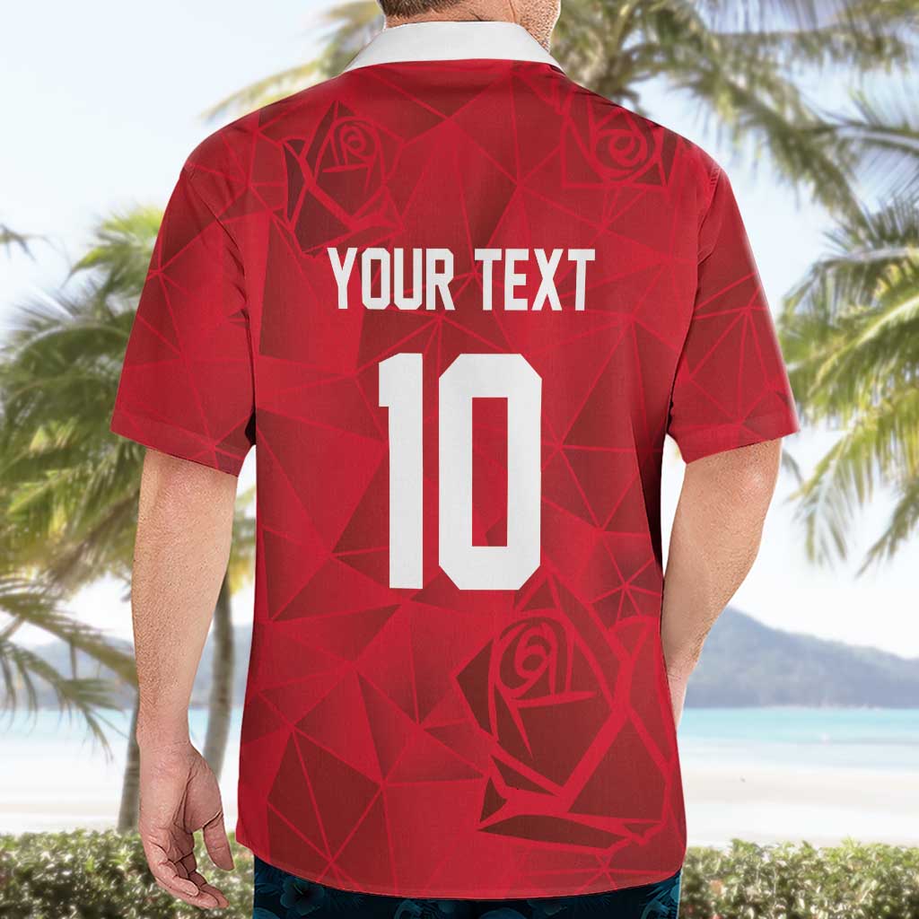 Custom England Rugby Hawaiian Shirt Roses Geometric Sport