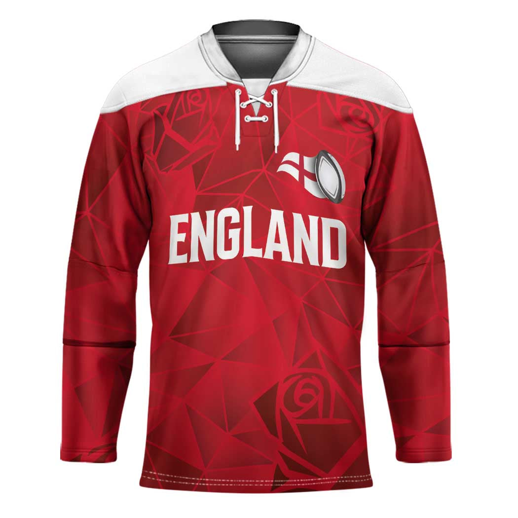 Custom England Rugby Hockey Jersey Roses Geometric Sport