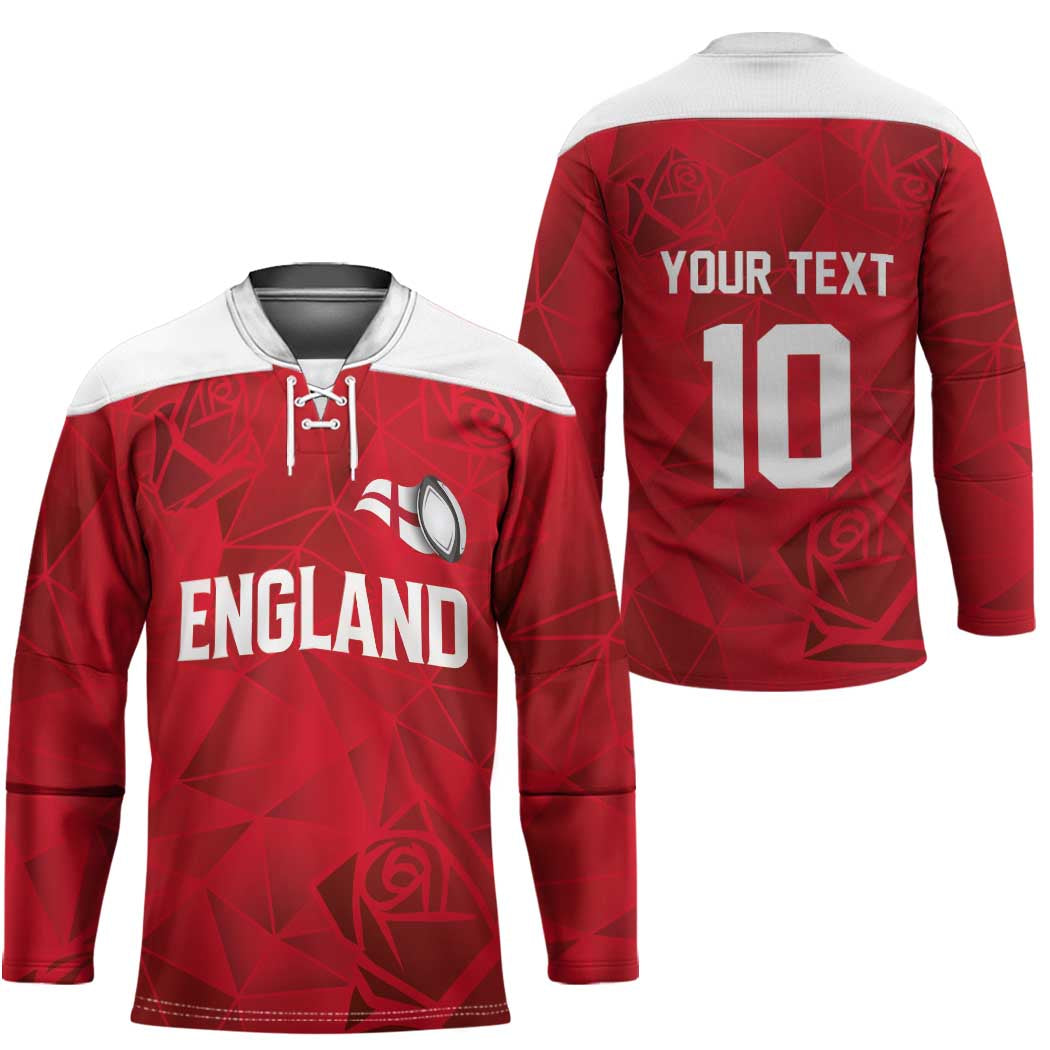 Custom England Rugby Hockey Jersey Roses Geometric Sport
