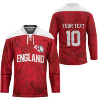 Custom England Rugby Hockey Jersey Roses Geometric Sport