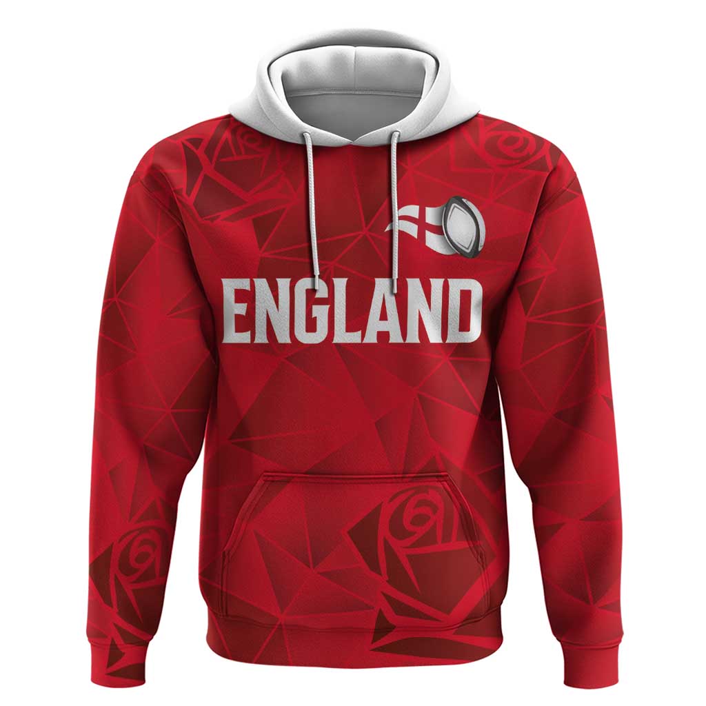 Custom England Rugby Hoodie Roses Geometric Sport