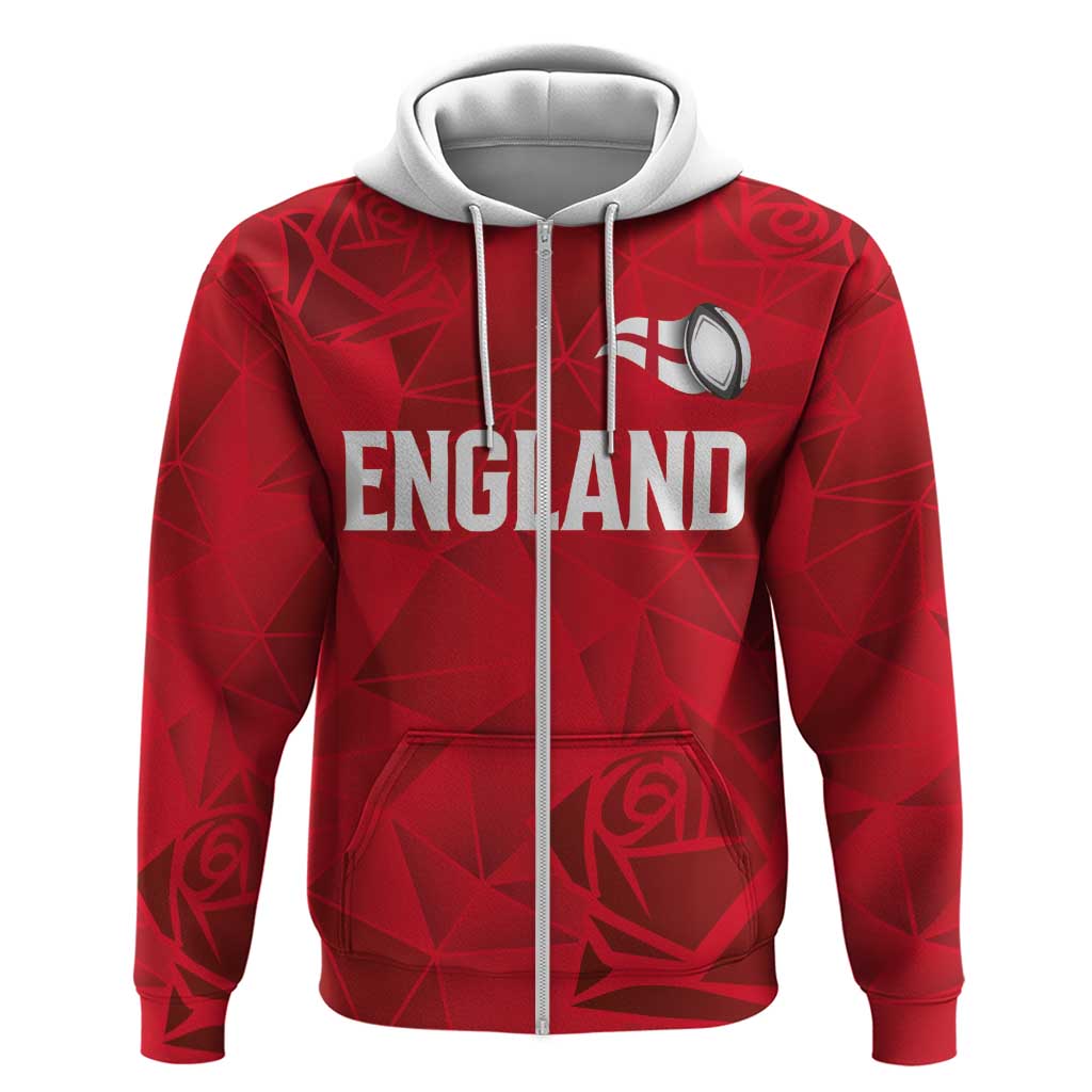 Custom England Rugby Hoodie Roses Geometric Sport