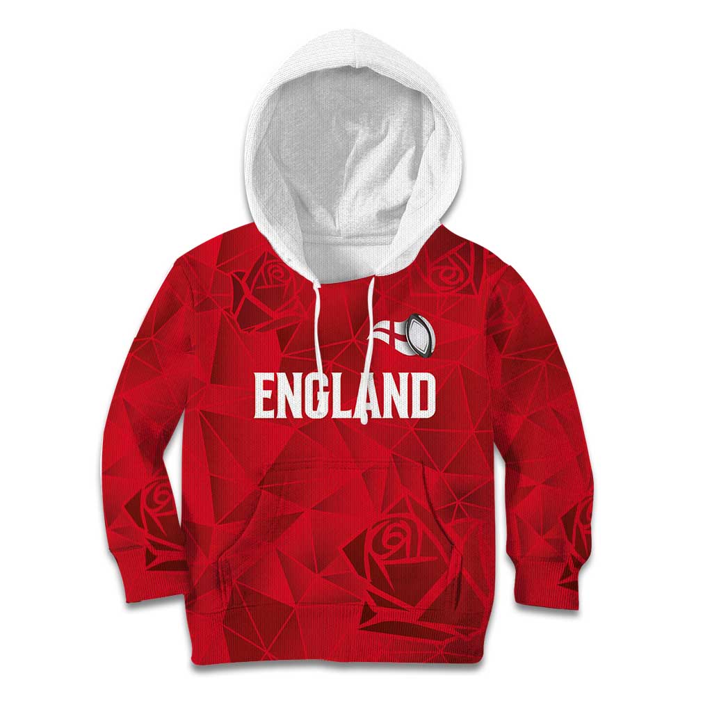 Custom England Rugby Kid Hoodie Roses Geometric Sport
