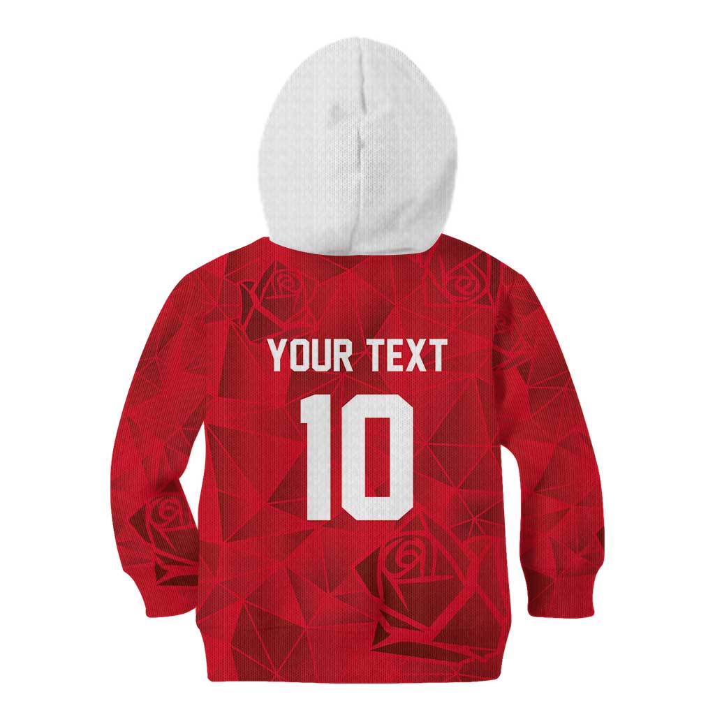 Custom England Rugby Kid Hoodie Roses Geometric Sport