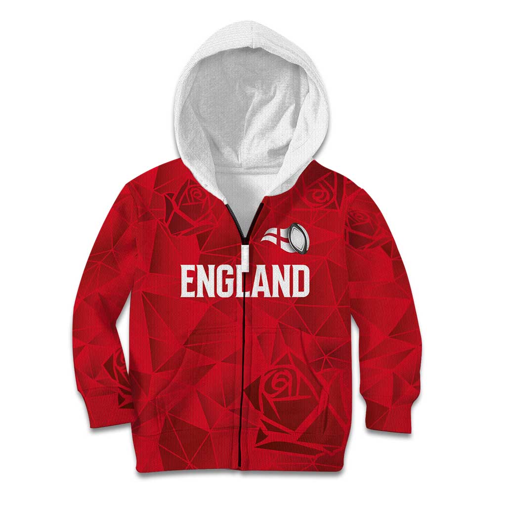 Custom England Rugby Kid Hoodie Roses Geometric Sport
