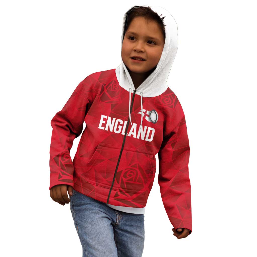 Custom England Rugby Kid Hoodie Roses Geometric Sport