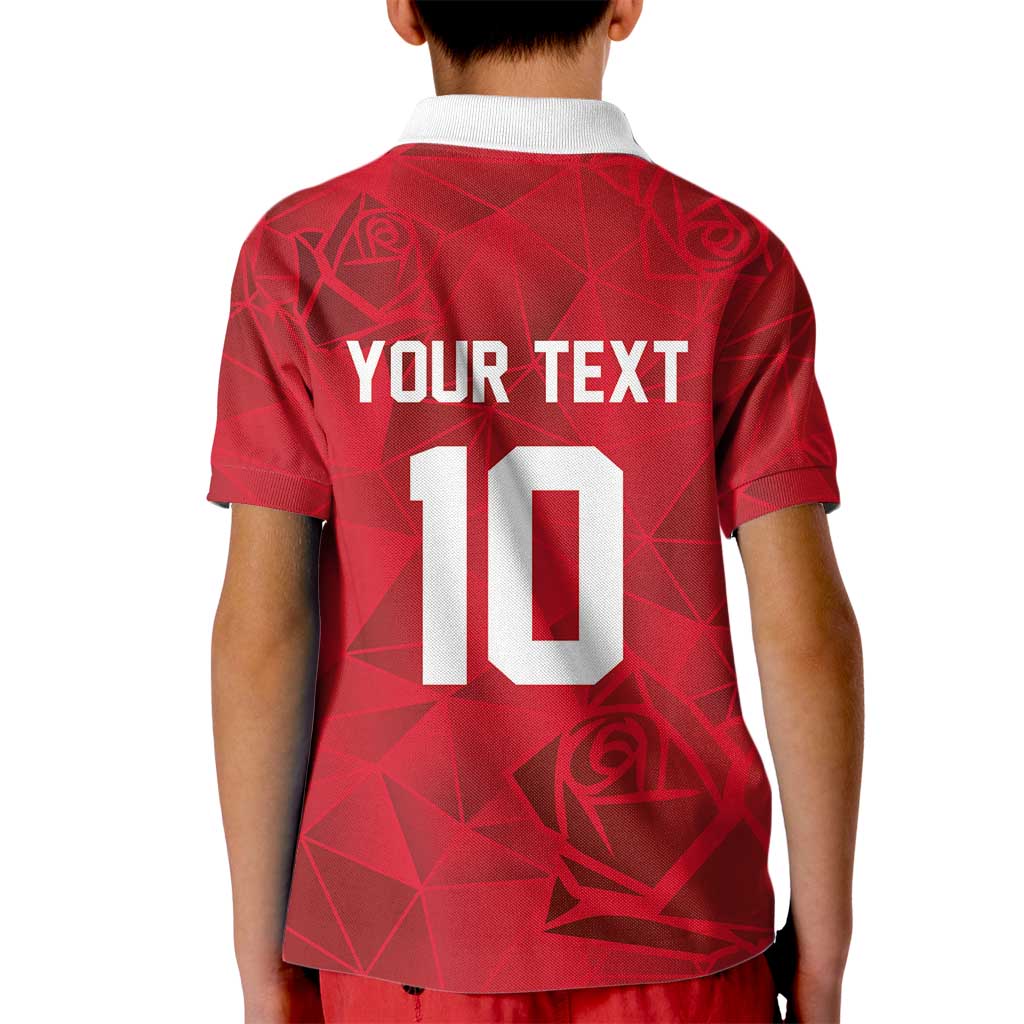 Custom England Rugby Kid Polo Shirt Roses Geometric Sport