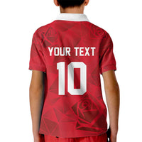 Custom England Rugby Kid Polo Shirt Roses Geometric Sport