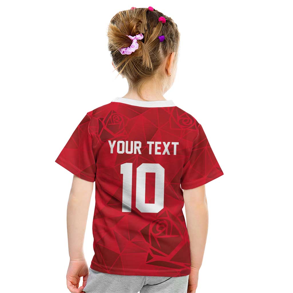 Custom England Rugby Kid T Shirt Roses Geometric Sport