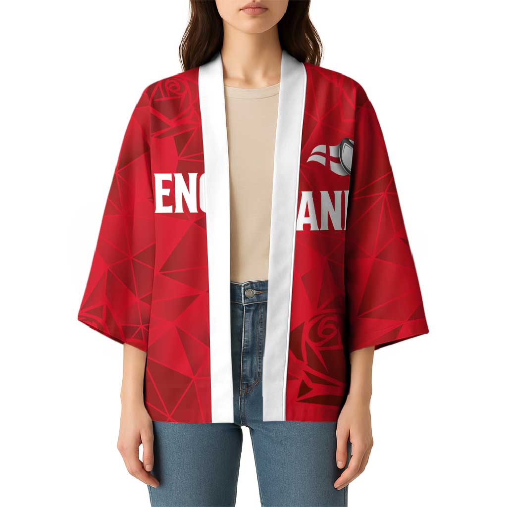 Custom England Rugby Kimono Roses Geometric Sport