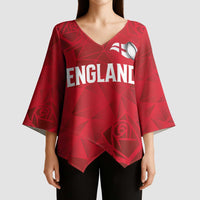 Custom England Rugby Kimono Sleeve Blouse Roses Geometric Sport