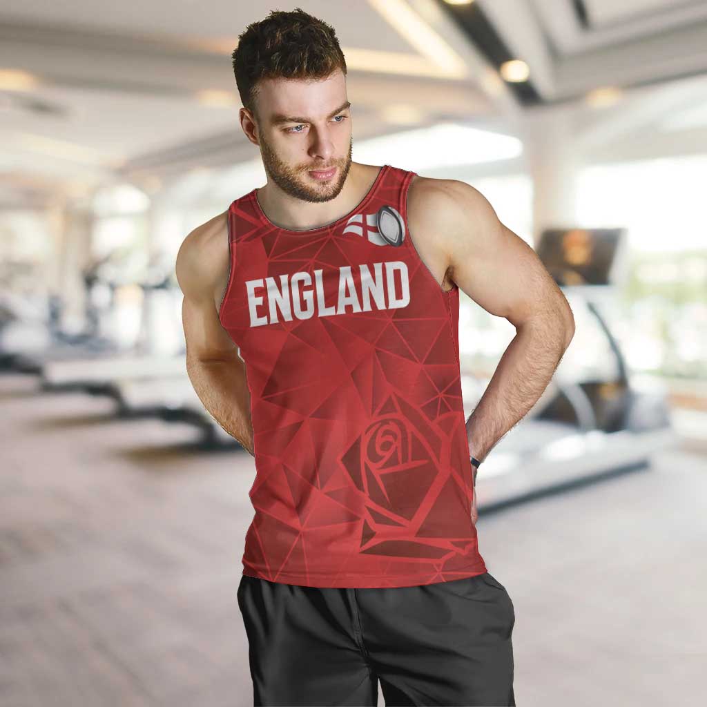 Custom England Rugby Men Tank Top Roses Geometric Sport