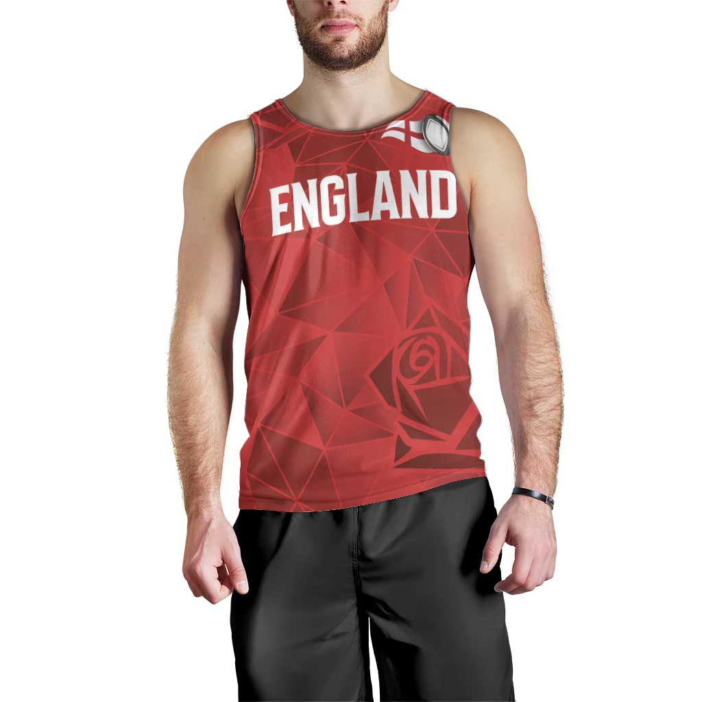 Custom England Rugby Men Tank Top Roses Geometric Sport