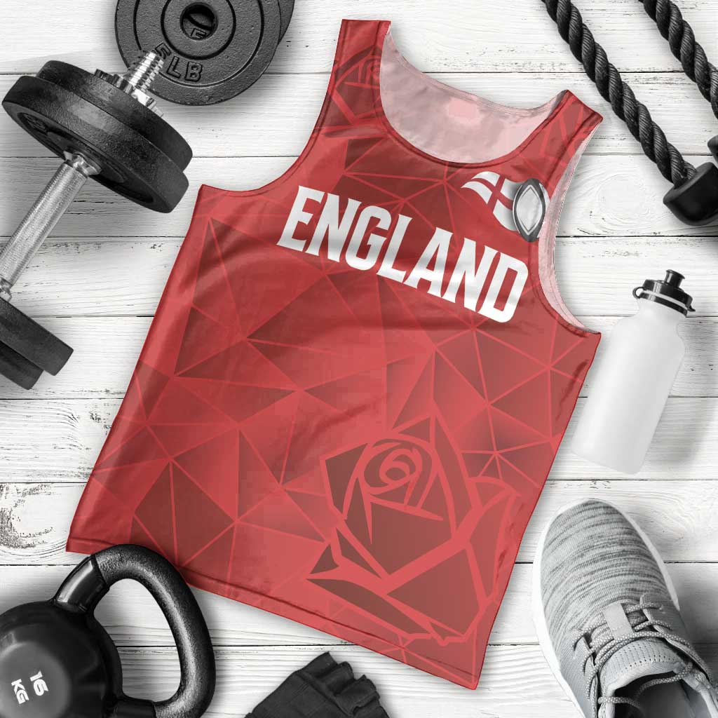 Custom England Rugby Men Tank Top Roses Geometric Sport