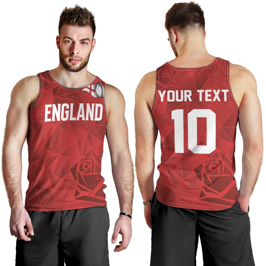 Custom England Rugby Men Tank Top Roses Geometric Sport