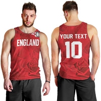 Custom England Rugby Men Tank Top Roses Geometric Sport
