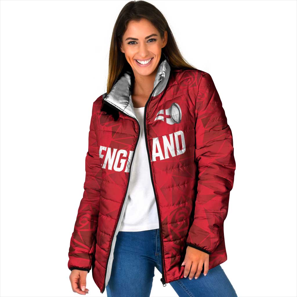 Custom England Rugby Padded Jacket Roses Geometric Sport