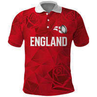 Custom England Rugby Polo Shirt Roses Geometric Sport