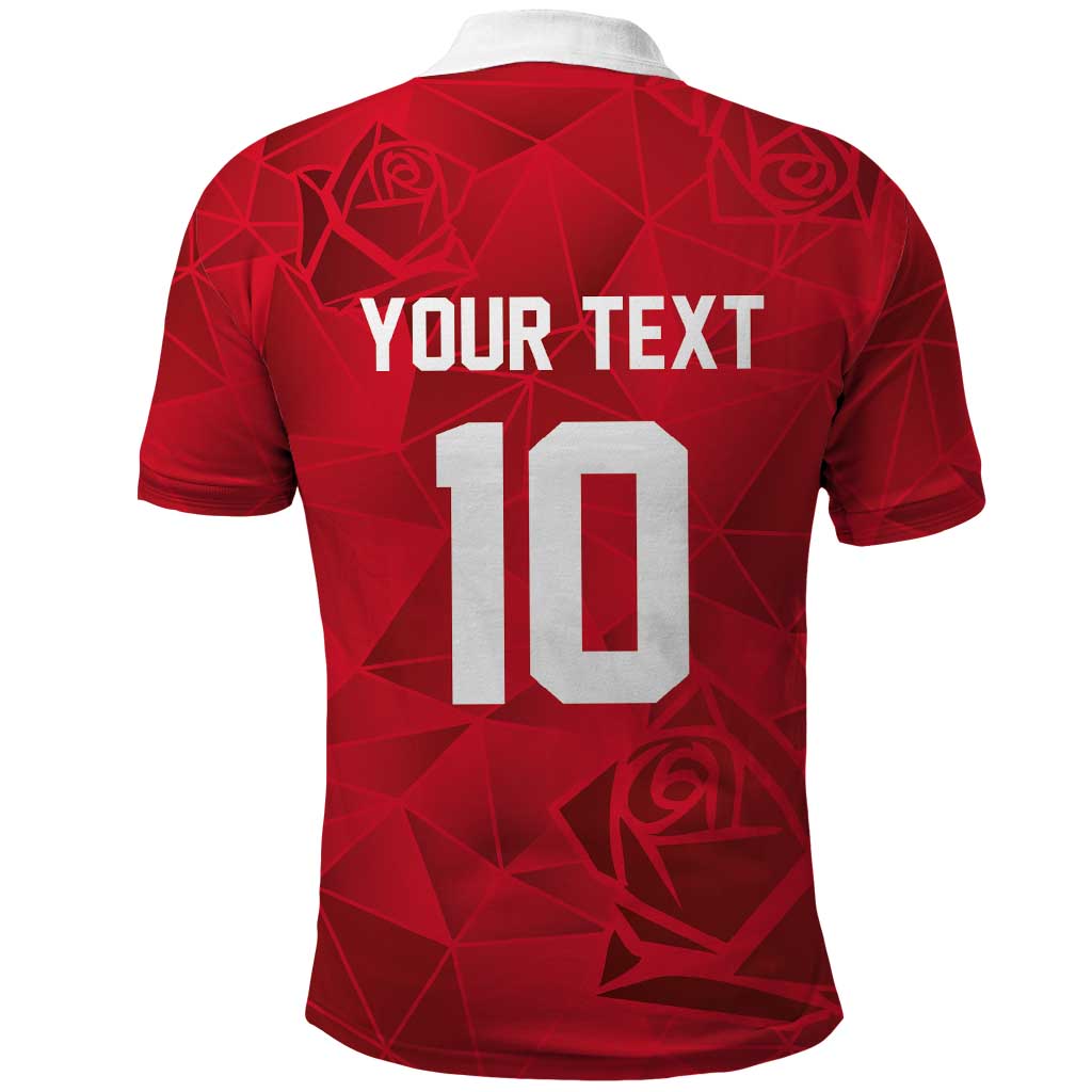 Custom England Rugby Polo Shirt Roses Geometric Sport