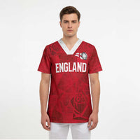 Custom England Rugby Scrub Top Roses Geometric Sport