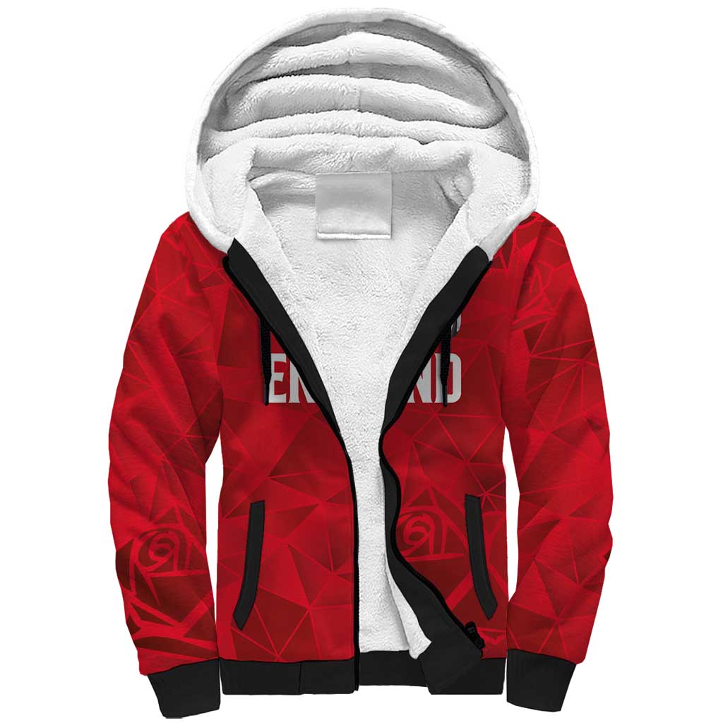 Custom England Rugby Sherpa Hoodie Roses Geometric Sport