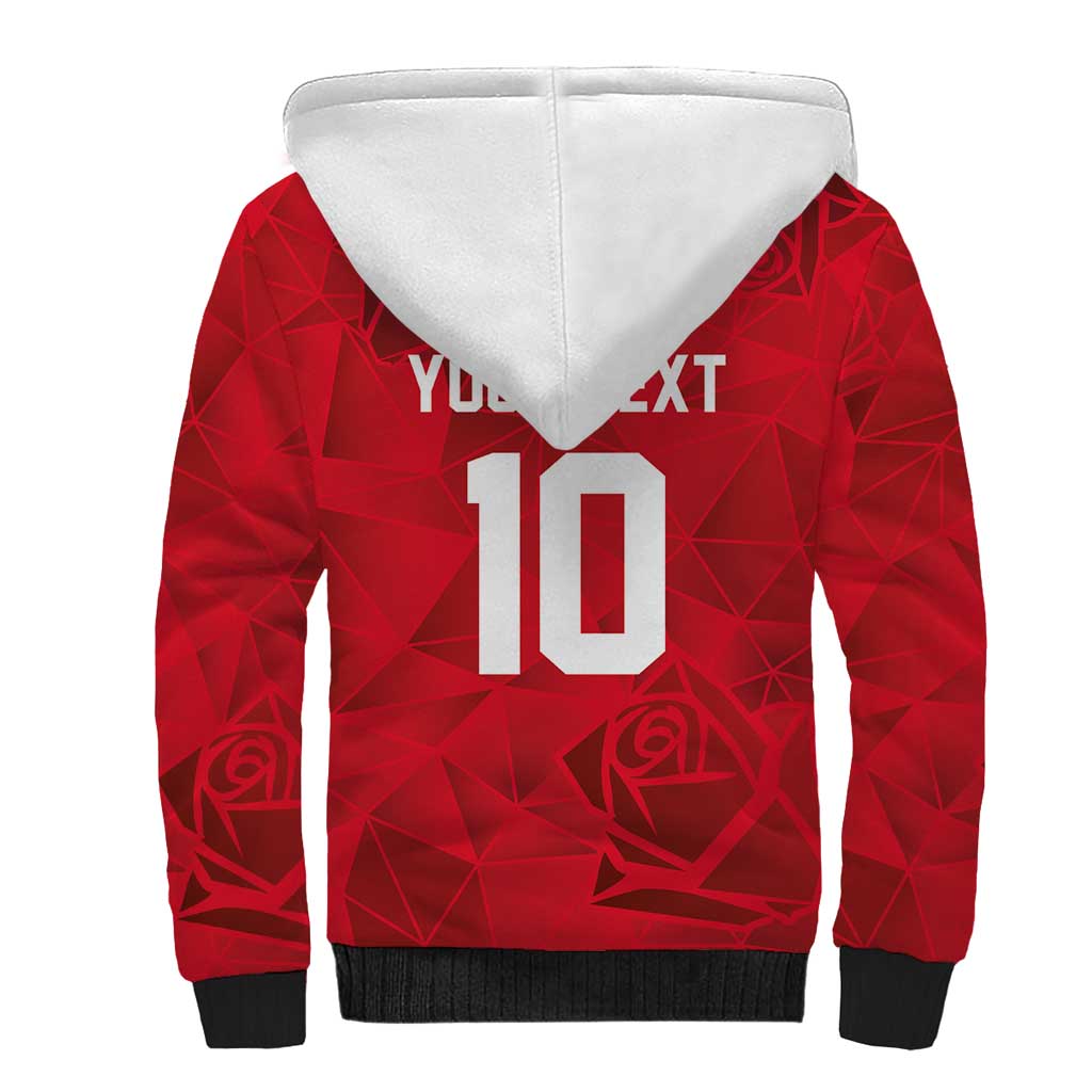 Custom England Rugby Sherpa Hoodie Roses Geometric Sport