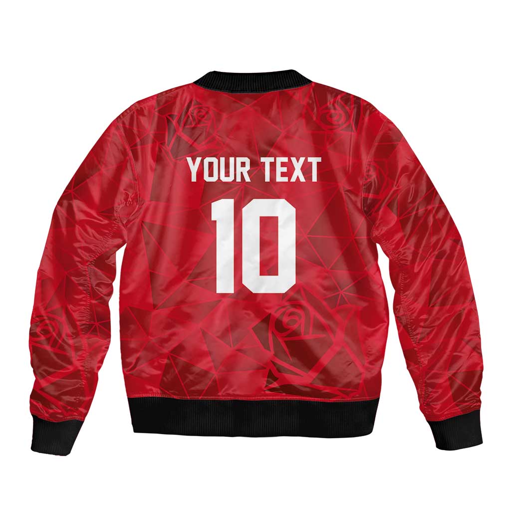 Custom England Rugby Sleeve Zip Bomber Jacket Roses Geometric Sport