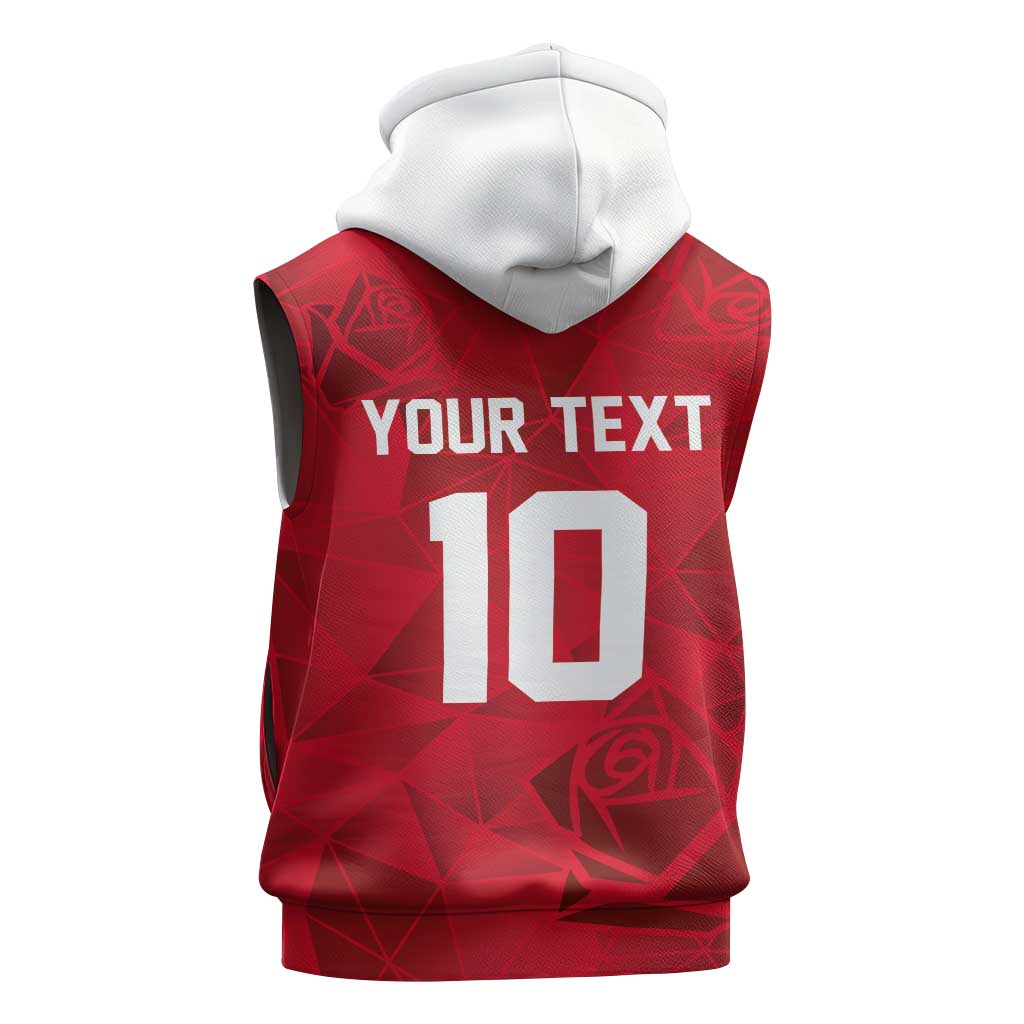 Custom England Rugby Sleeveless Hoodie Roses Geometric Sport