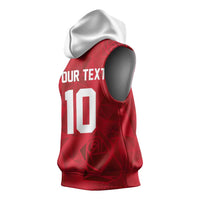 Custom England Rugby Sleeveless Hoodie Roses Geometric Sport