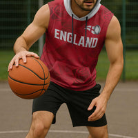 Custom England Rugby Sleeveless Hoodie Roses Geometric Sport