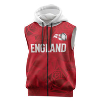 Custom England Rugby Sleeveless Zip Hoodie Roses Geometric Sport