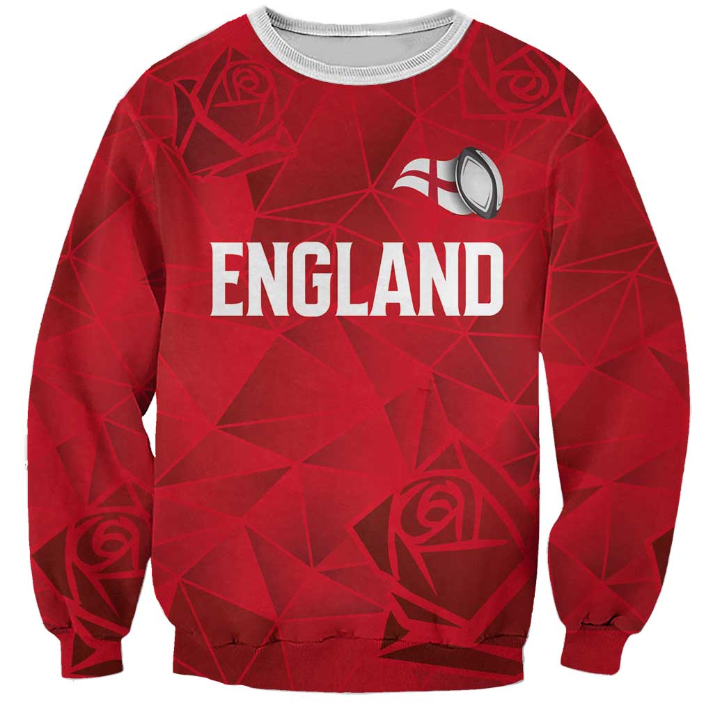 Custom England Rugby Sweatshirt Roses Geometric Sport