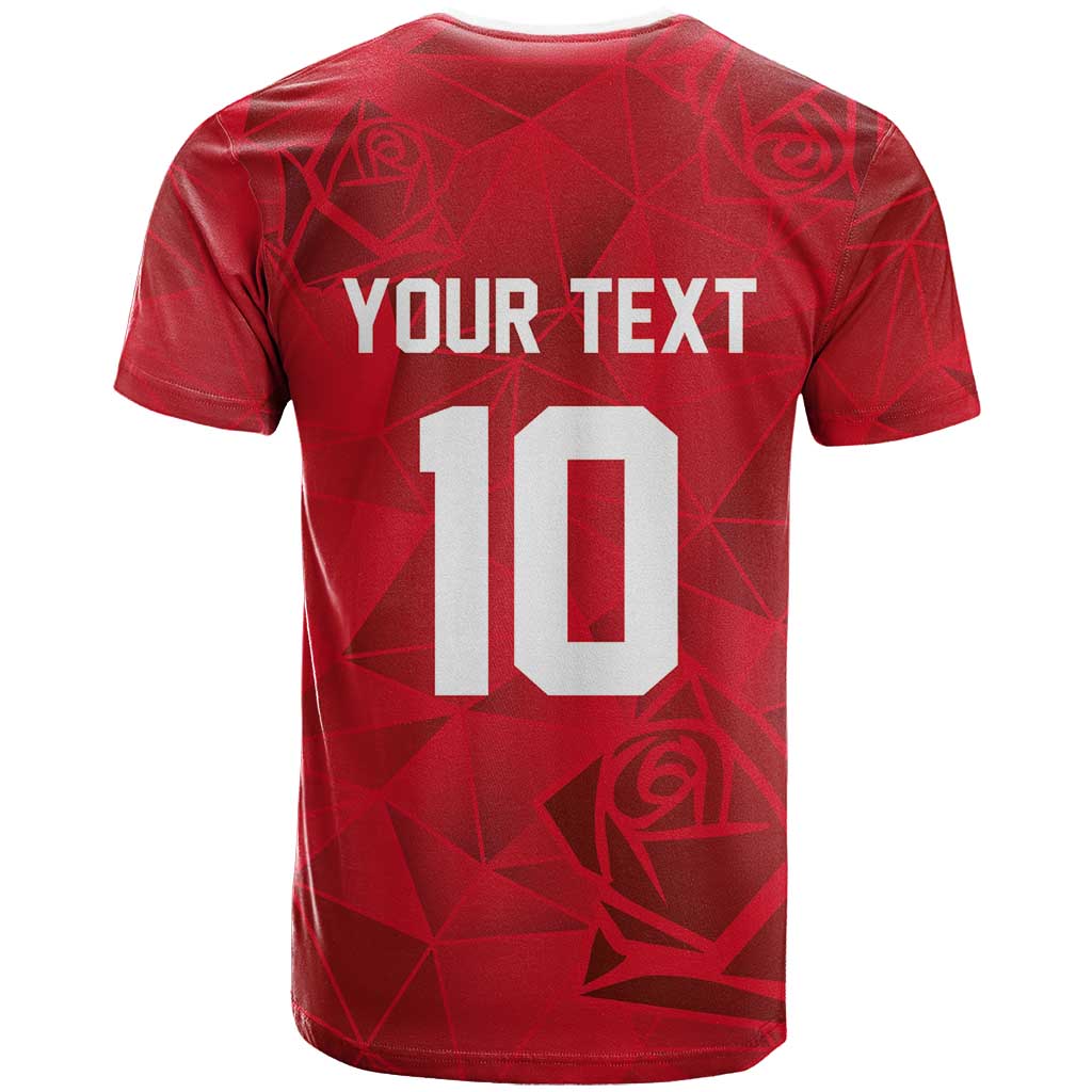 Custom England Rugby T Shirt Roses Geometric Sport