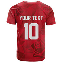 Custom England Rugby T Shirt Roses Geometric Sport