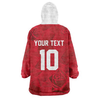Custom England Rugby Wearable Blanket Hoodie Roses Geometric Sport