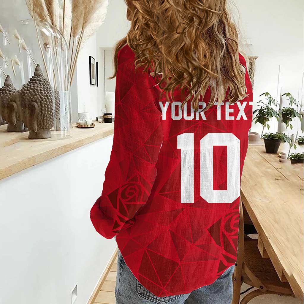 Custom England Rugby Women Casual Shirt Roses Geometric Sport
