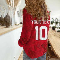 Custom England Rugby Women Casual Shirt Roses Geometric Sport