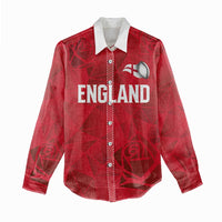 Custom England Rugby Women Casual Shirt Roses Geometric Sport