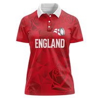Custom England Rugby Women Polo Shirt Roses Geometric Sport