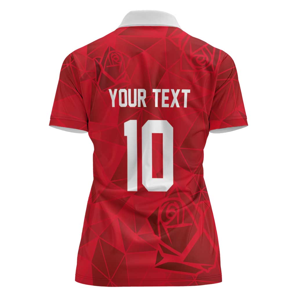 Custom England Rugby Women Polo Shirt Roses Geometric Sport