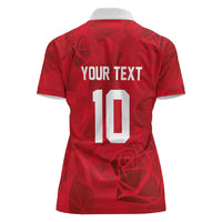 Custom England Rugby Women Polo Shirt Roses Geometric Sport