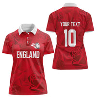 Custom England Rugby Women Polo Shirt Roses Geometric Sport