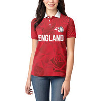 Custom England Rugby Women Polo Shirt Roses Geometric Sport