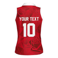 Custom England Rugby Women Sleeveless Polo Shirt Roses Geometric Sport