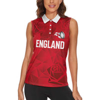 Custom England Rugby Women Sleeveless Polo Shirt Roses Geometric Sport