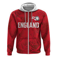 Custom England Rugby Zip Hoodie Roses Geometric Sport
