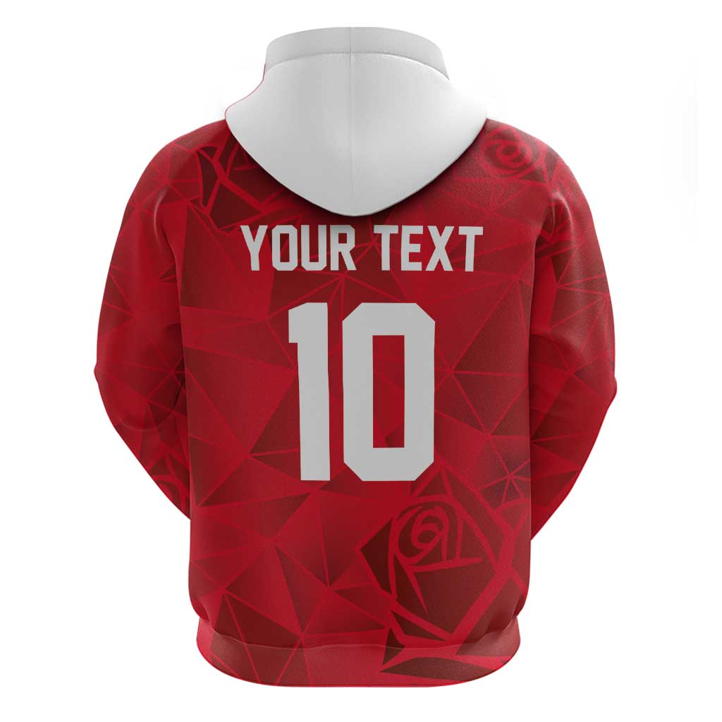 Custom England Rugby Zip Hoodie Roses Geometric Sport