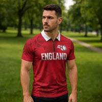 Custom England Rugby Zipper Polo Shirt Roses Geometric Sport